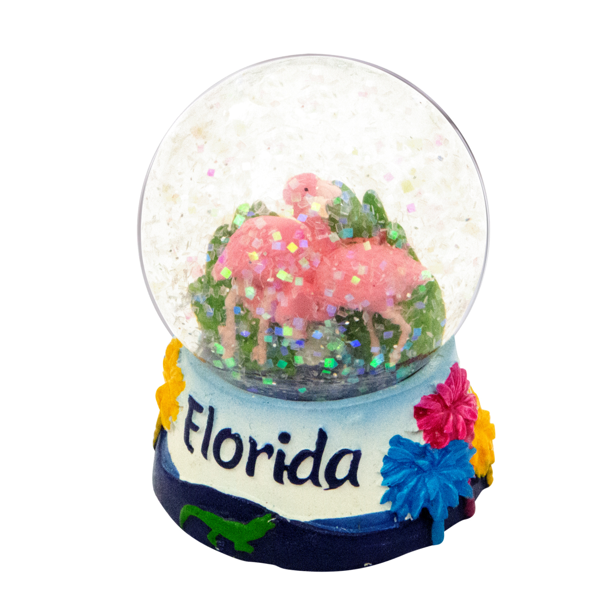 Mini Florida Snow Globe with Flamingos 2.5 Inch