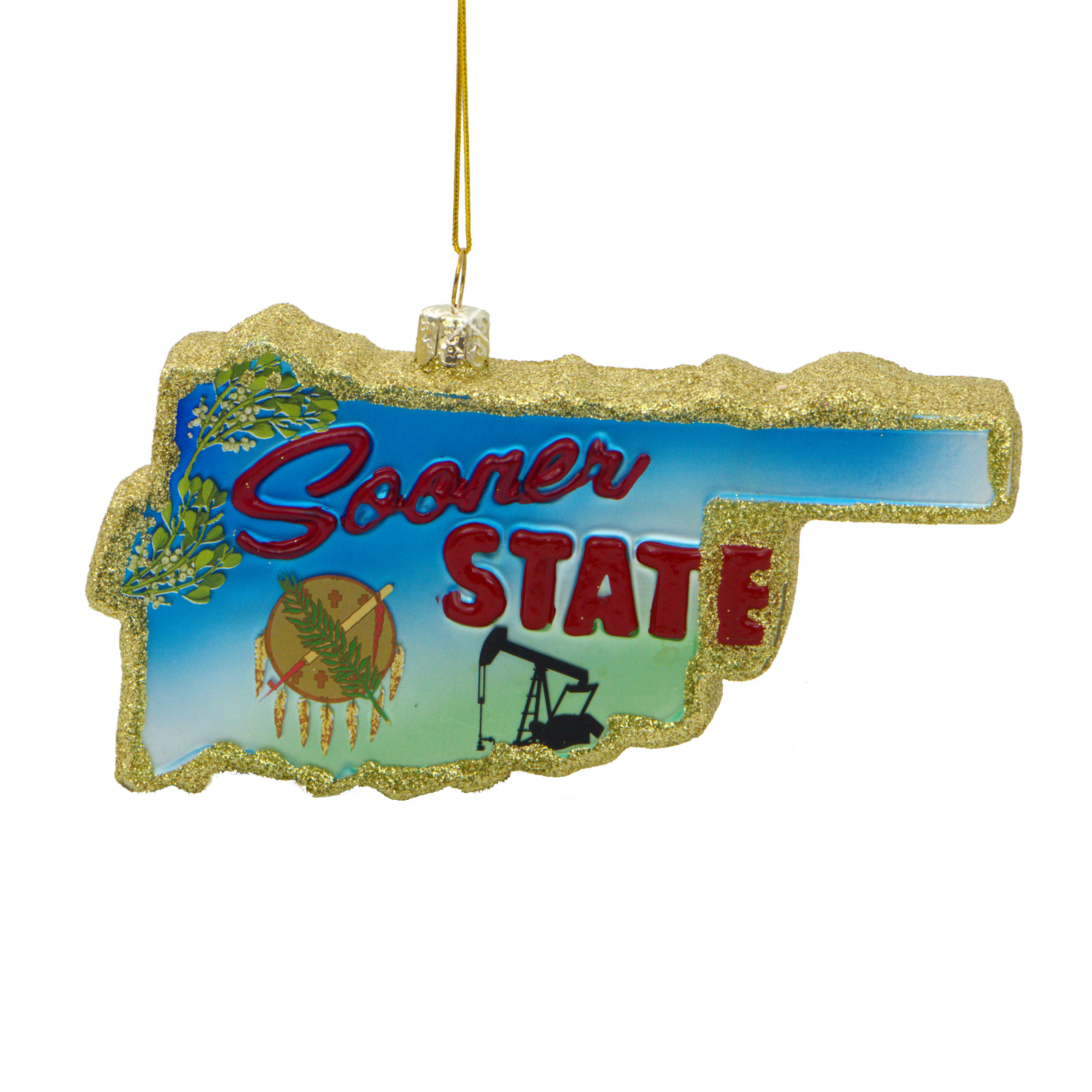 Oklahoma Christmas Ornament State Landmarks Glass - Thumbnail 2