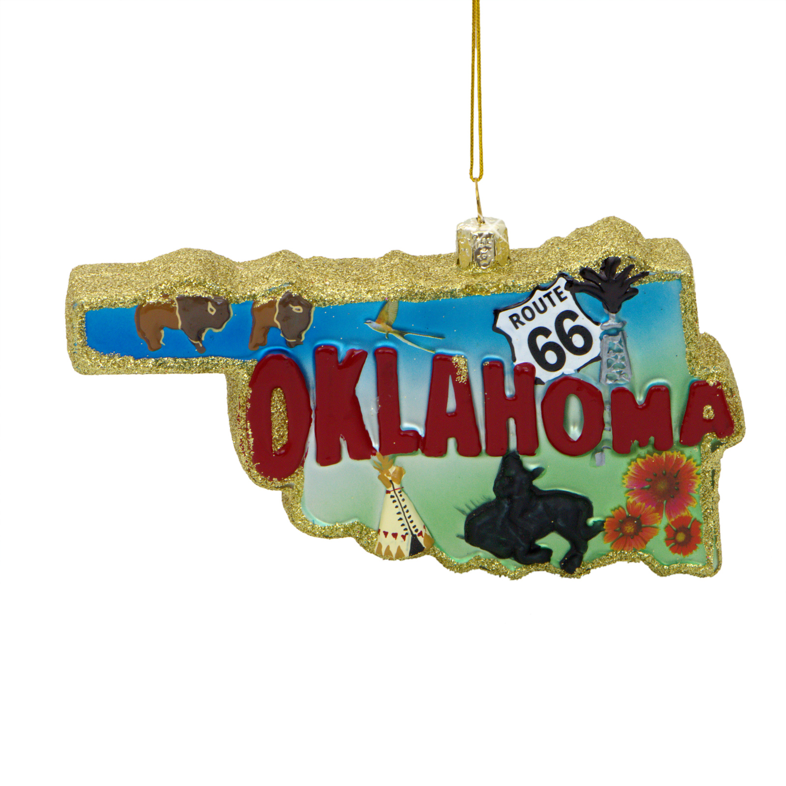 Oklahoma Christmas Ornament State Landmarks Glass
