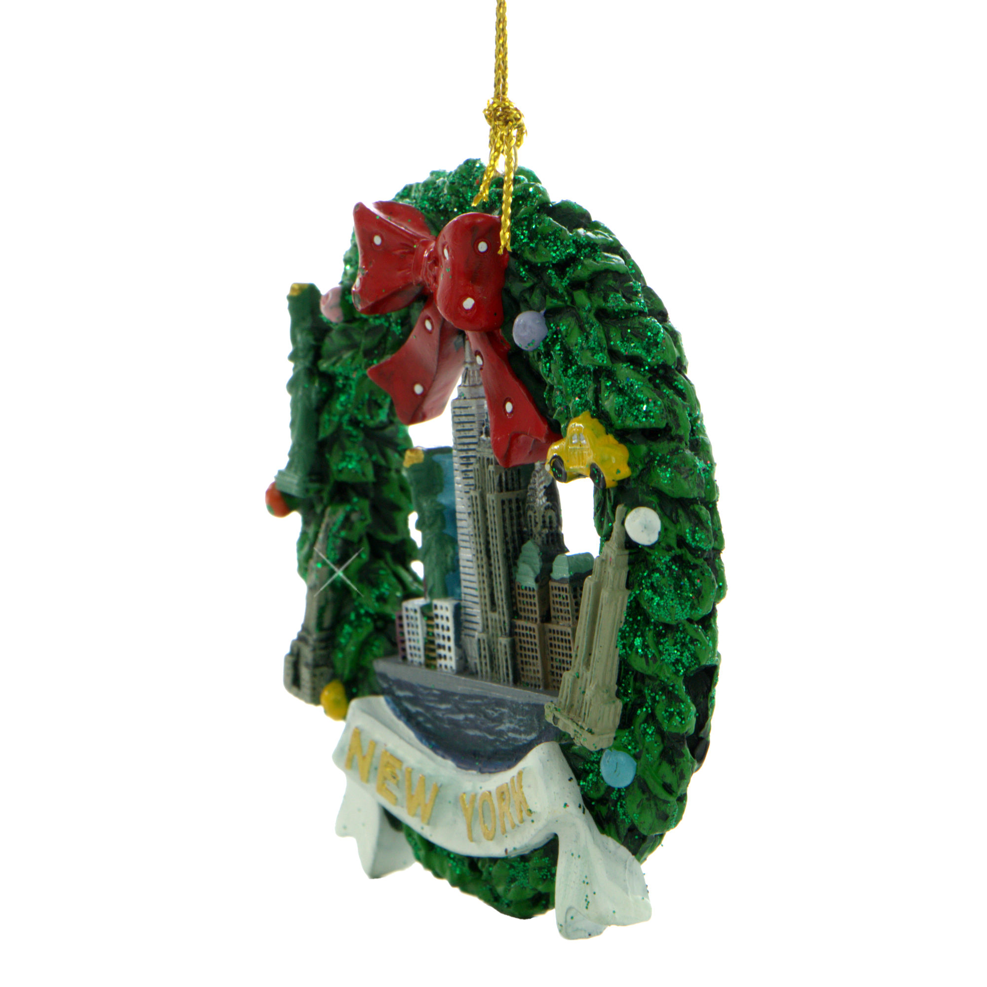 NYC Skyline Wreath Christmas Ornament - Thumbnail 4