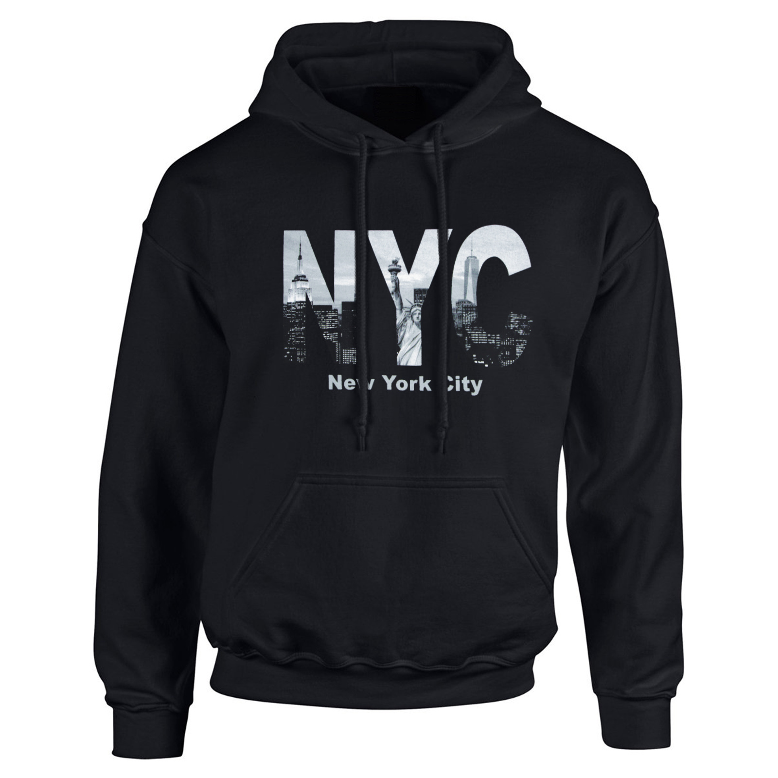 Black NYC Skyline Hooded Sweatshirt Pullover