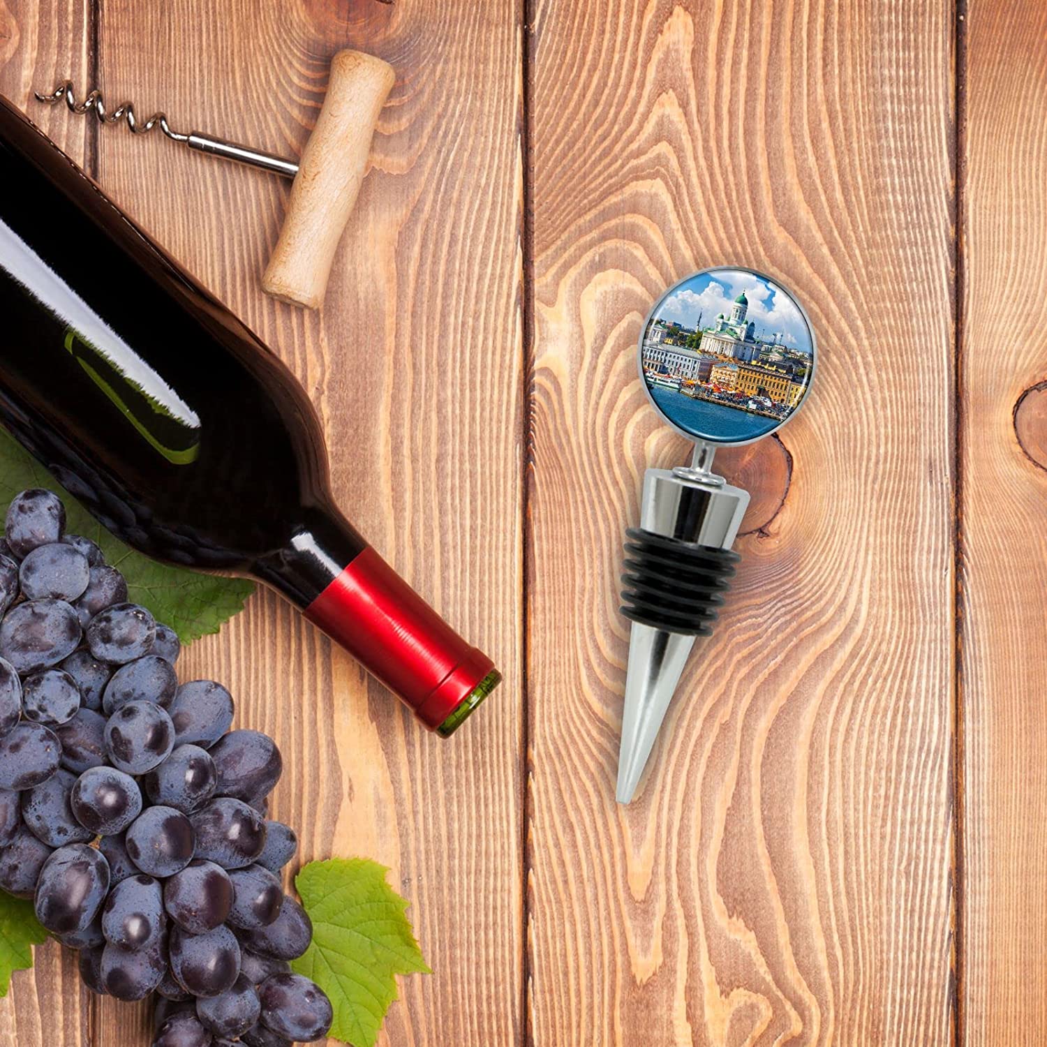 Helsinki Finland Wine Bottle Stopper in Gift Box - Thumbnail 3