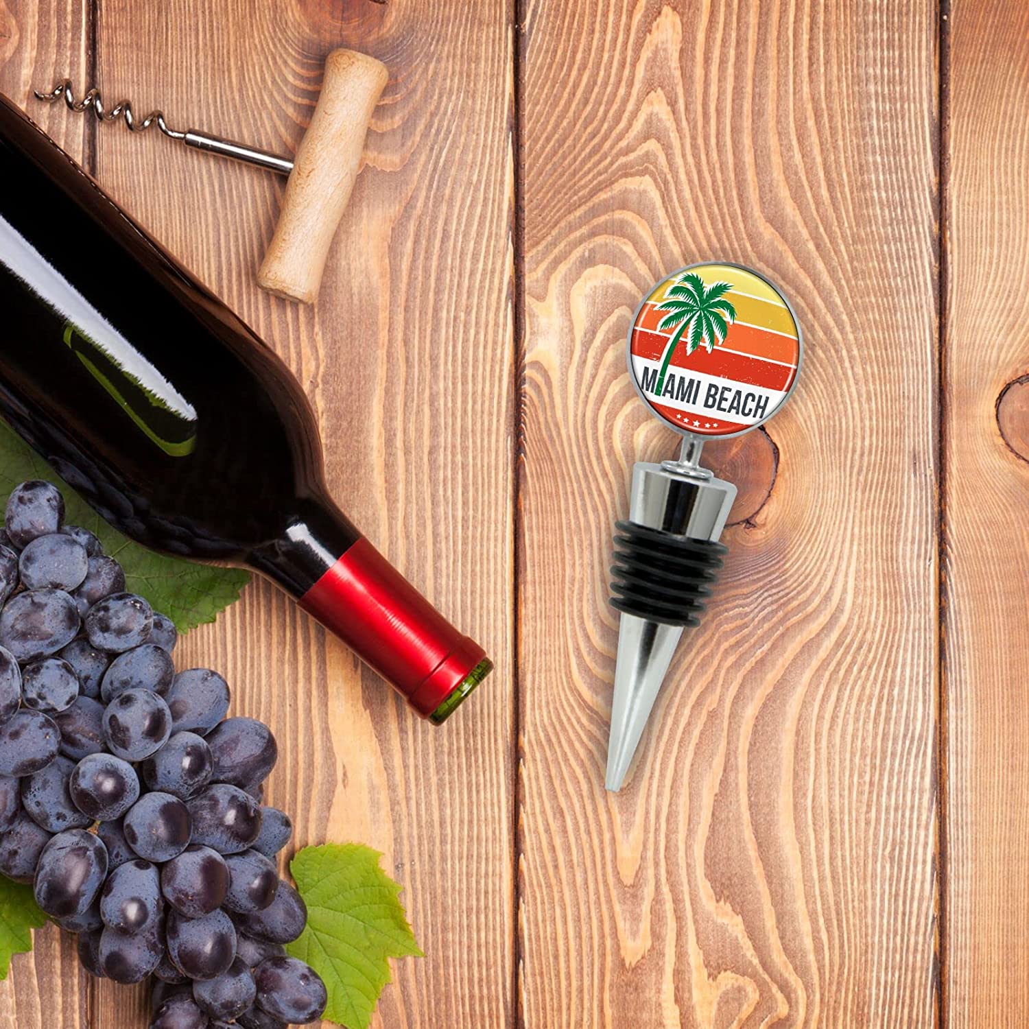 Miami Beach Florida Wine Bottle Stopper - Thumbnail 4