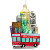 Glass New York City Tour Bus Christmas Ornament