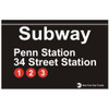 Replica Subway 34 Street Station Penn Station Sign