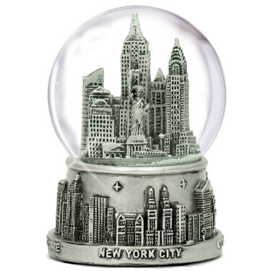 Big Apple NEW YORK Silver Snow Globe