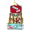 Glass World Traveler Stacked Suitcase Luggage Christmas Ornament