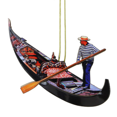 Wooden Venice Gondola Ornament CS-92066