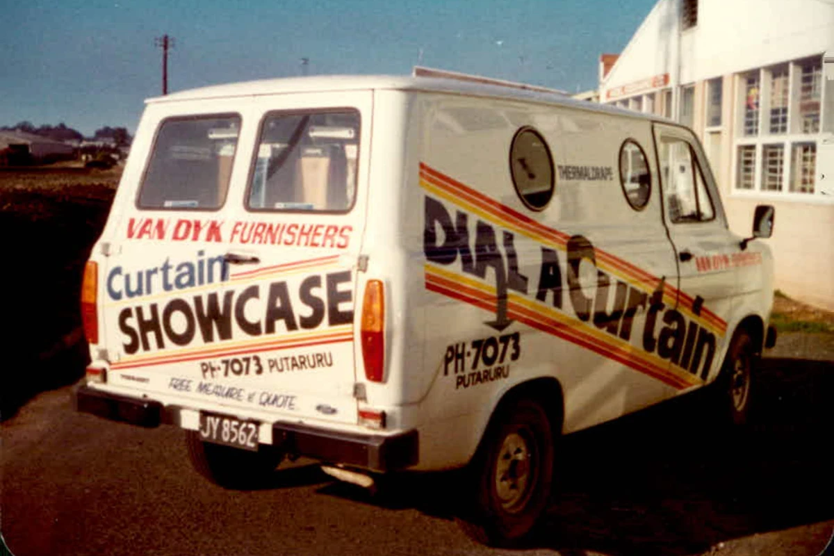 Van Dyks mobile curtain and carpet showcase