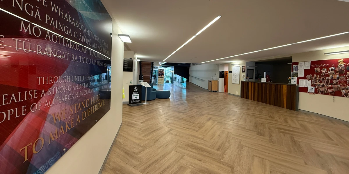 Antique Ash Oak vinyl flooring at Mangakōtukutuku Campus