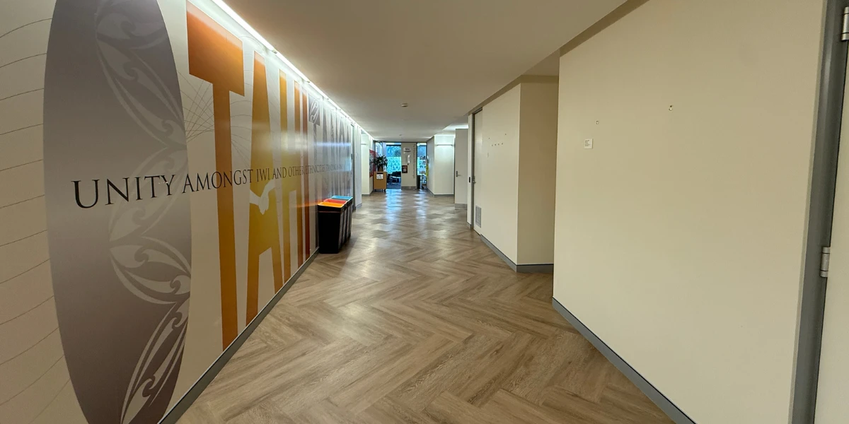 Luxury vinyl planks laid in a herringbone pattern in Hamilton