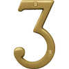 brushed brass 4" number 3