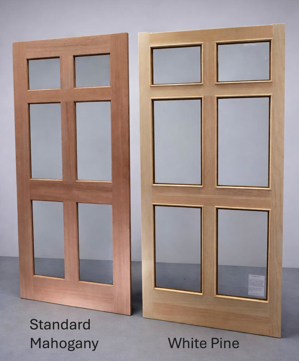 Standard Mahogany versus White Pine 6-lite
