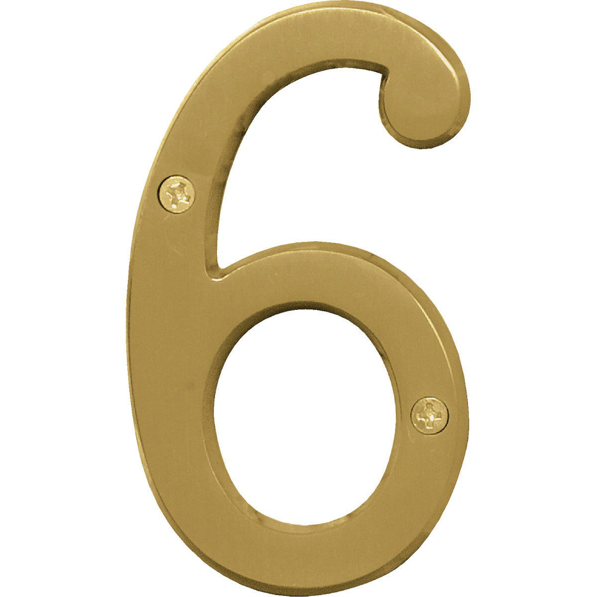 brushed brass 4" number 6