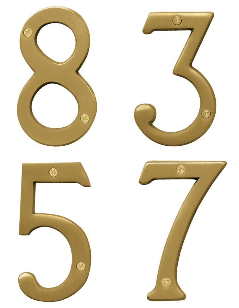brushed brass 4" numbers