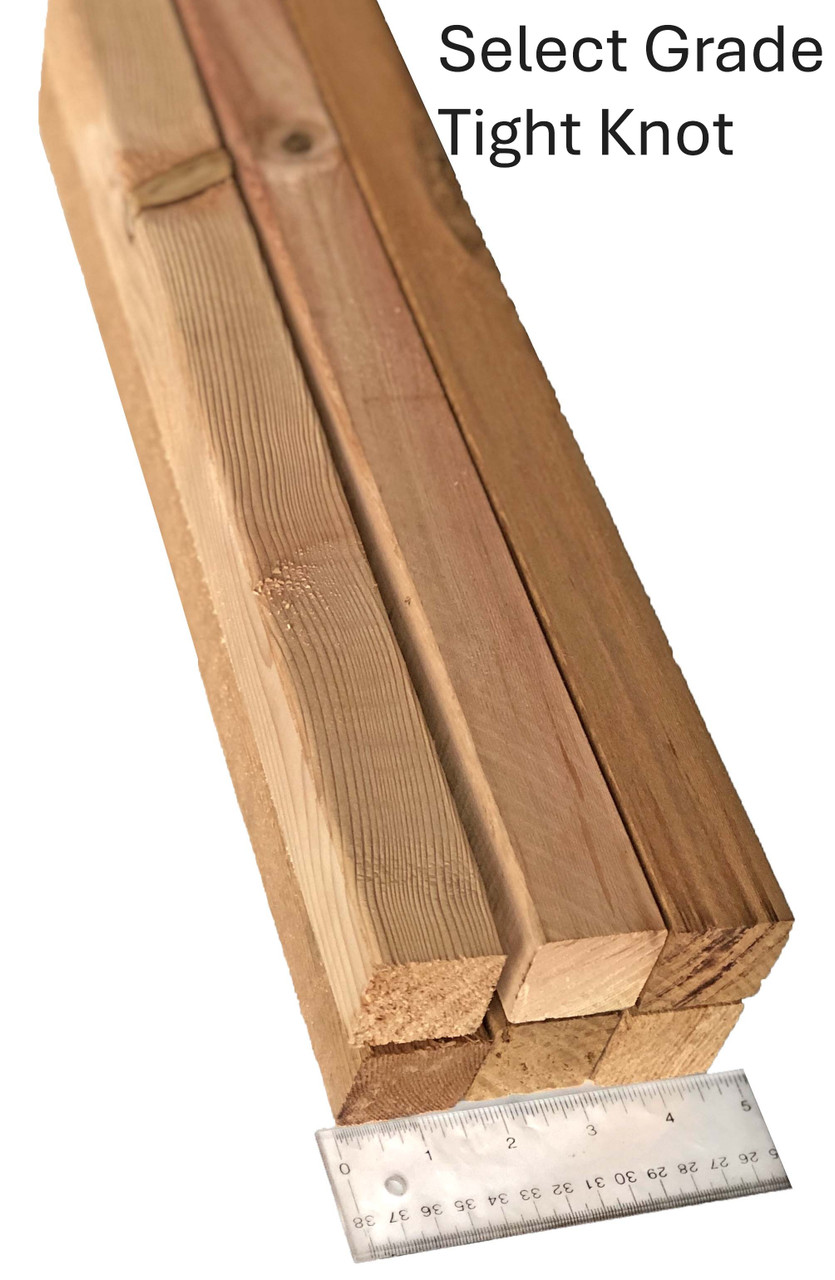 Cedar 2x2 boards. shown here in Select tight knot grade.