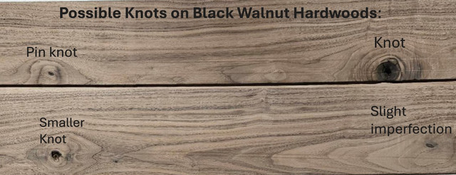 Shows possible knots of Walnut Hardwoods