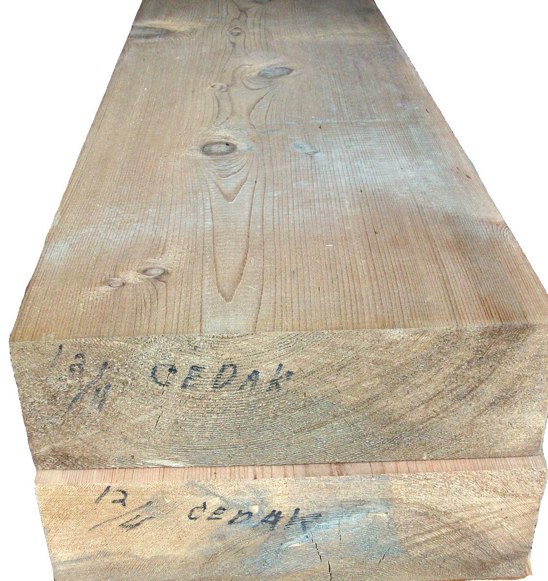 Cedar Timbers showing thickness
