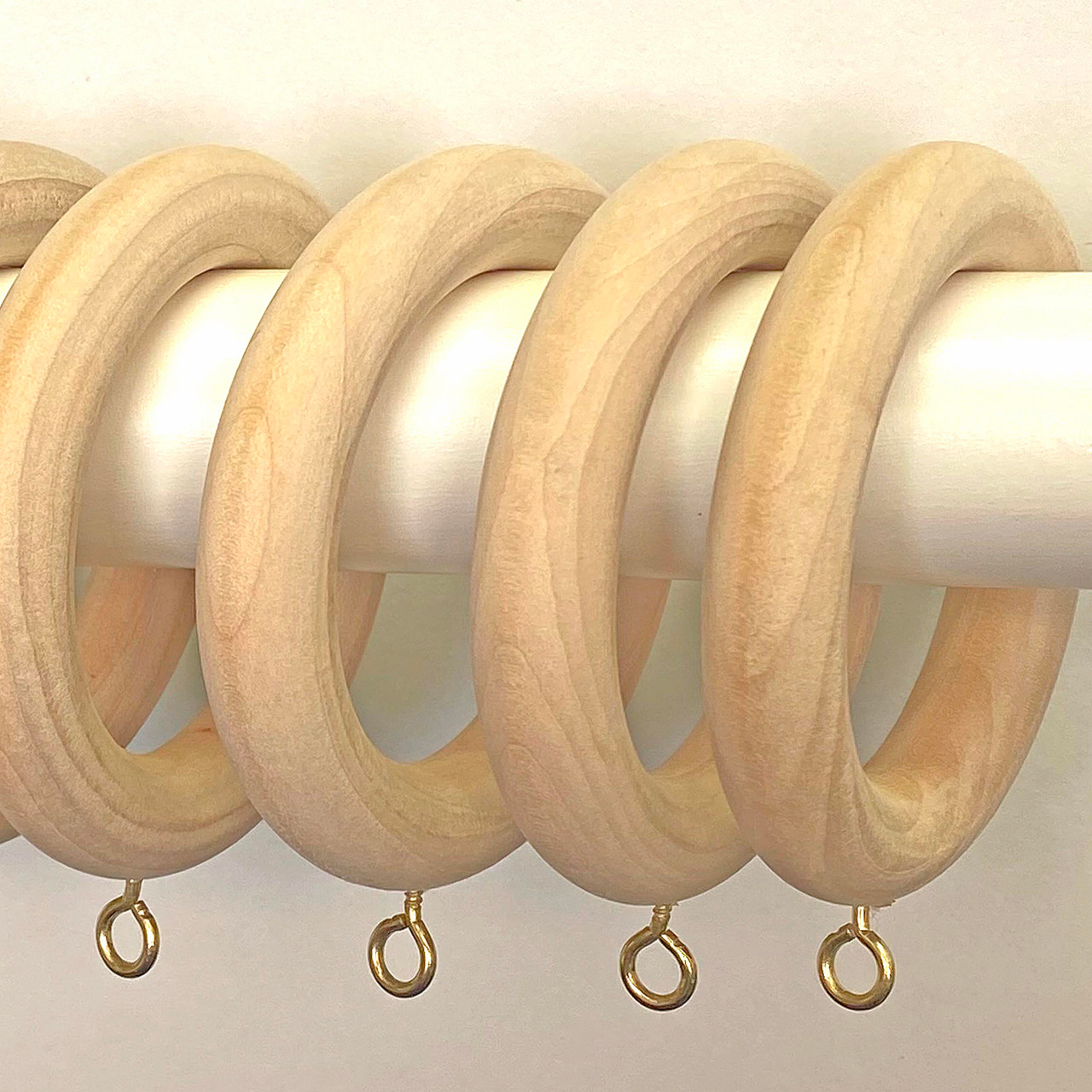 Wood Drapery Rings w/Eyelet & Removeable Clip - Kirsch Wood Trends - 1 3/8  - Unfinished 7 count