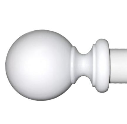 Ball finial in satin white finish