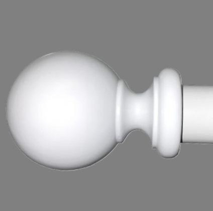 White Wooden Ball Finial, pair