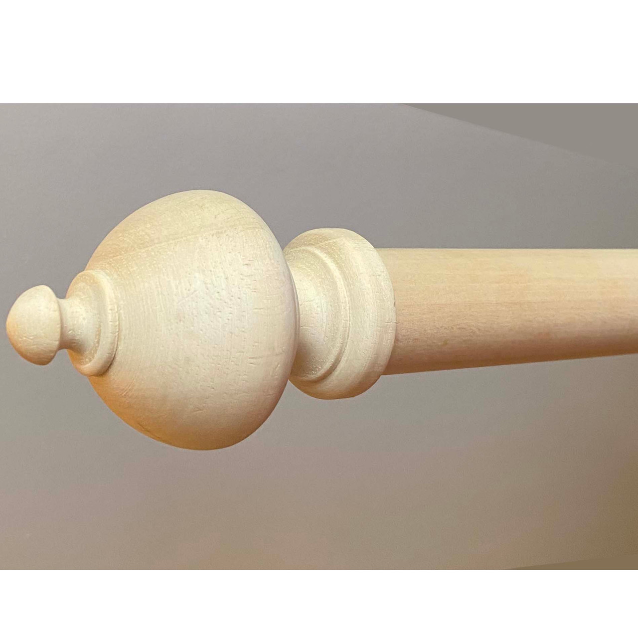 Unfinished Traditional finial on unfinished rod