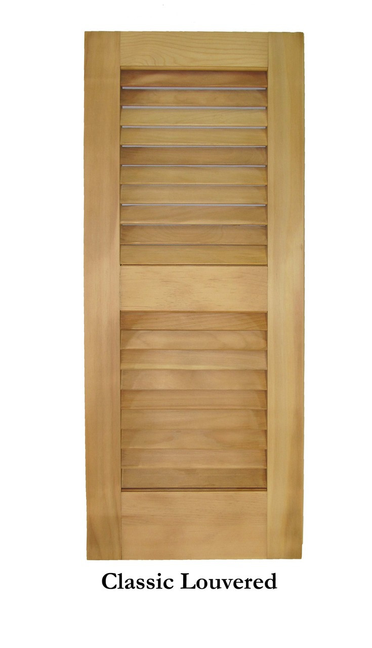 Louvered Wooden Shutter Pair - Total Wood Store