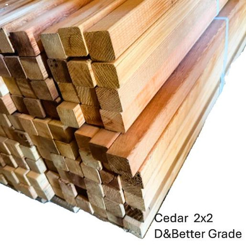Cedar 2x2 boards. Shown here in D & Better clearer grade.
