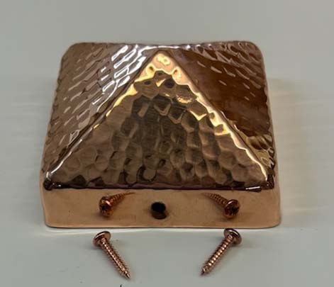Hammered Copper 4x4 Pyramid with a hole front view