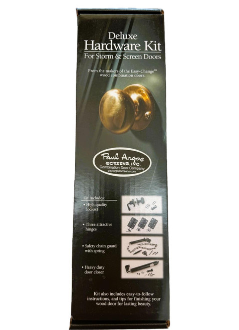 Storm door hardware kit packaging