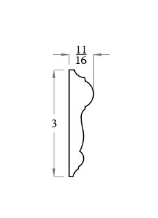Chair Rail 297 Molding 11/16" X 3"