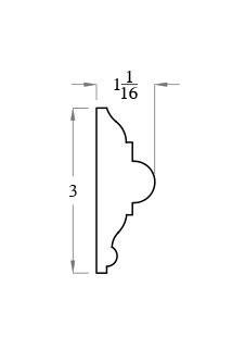 Chair Rail 300 Molding 1-1/16" X 3"