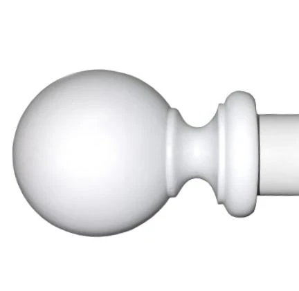 Ball finial in satin white finish