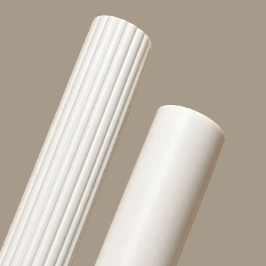 White drapery rod in smooth and reeded styles