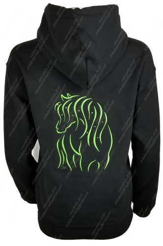 Hairy Horse Black Hoodie - Lime Green Stitching