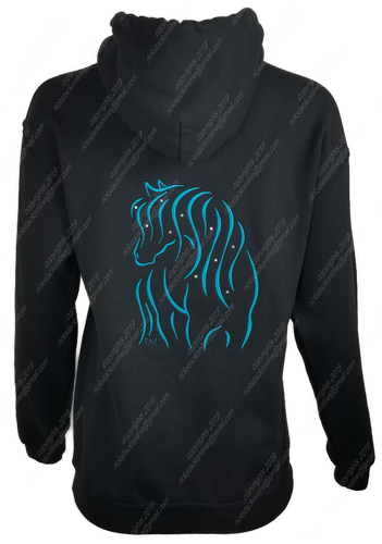Hairy Horse Black Zip-Up Hoodie - Blue Stitching