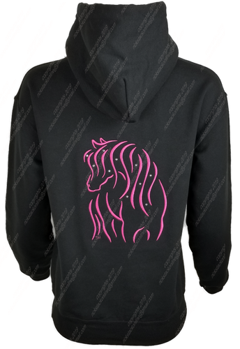 Hairy Horse Black Zip-Up Hoodie - Raspberry Stitching