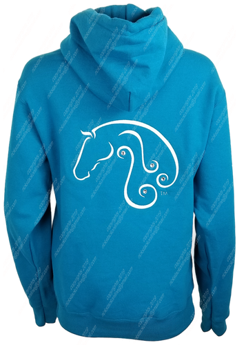 Tribal Horse Teal Hoodie - White Stitching