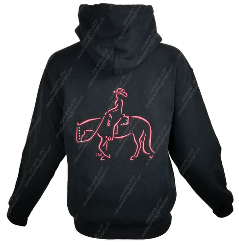 Pleasure Horse Black Hoodie - Hot Pink Stitching
