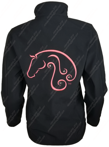  Tribal Horse Black Jacket - Hot Pink Stitching