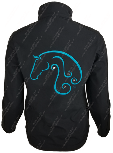 Tribal Horse Black Jacket - Blue Stitching