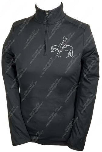  Pleasure Horse 1/4 Zip Long Sleeve Dark Gray Shirt - White Stitching