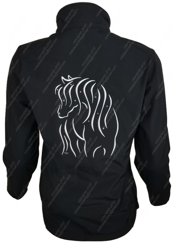 black jacket with white stitching