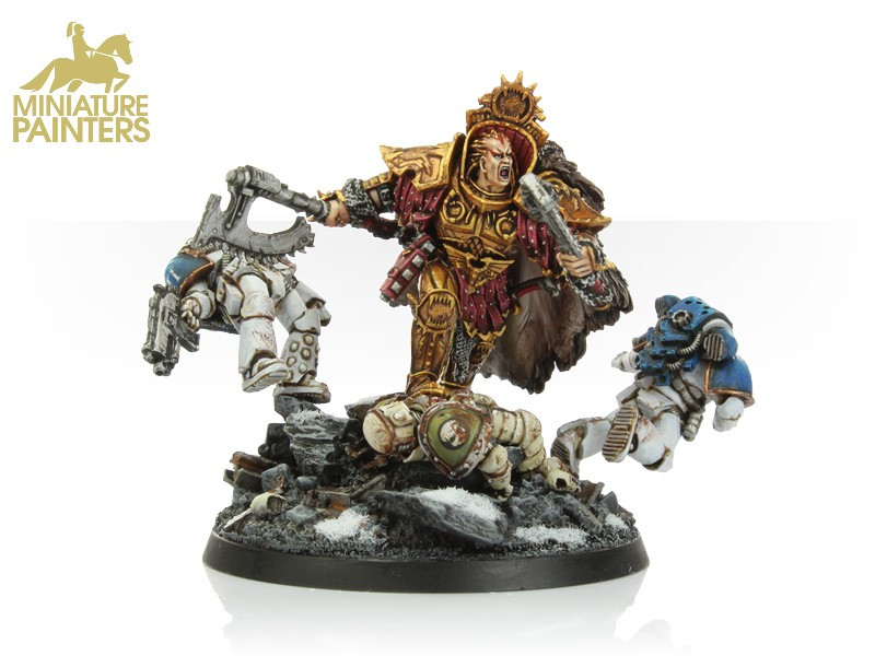 A grim dark and me acing looking Angron Primarch of the World Eaters which we really enjoyed painting for our client to lead their Khorne collection. The overall darker palette on this