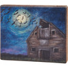 Spooky Barn & Full Moon Bats Decorative Wooden Block Sign Décor 6x5 from Primitives by Kathy