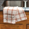 Cotton Kitchen Dish Towel - Thankful Grateful Blessed - Orange & Cream Plaid 20x28 from Primitives by Kathy