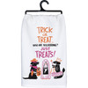 Dog Lover Cotton Kitchen Dish Towel - Trick Or Treat - Just Treats - 3 Dogs In Costumer from Primitives by Kathy