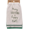 Cotton Kitchen Towels Set of 2 - Merry Everything & Happy Always 28x28 from Primitives by Kathy