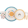 Set of 4 Children's Meal Set - Sunshine And Rainbows - Bowl & Plate & Cup & Fork from Primitives by Kathy