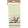 Cotton Kitchen Dish Towel - Pink Farmhouse Piglet And Floral Wreath 20x28 from Primitives by Kathy